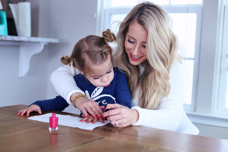 Abby paints her daughter's nails. Twist Me Pretty. 5 ways to self-love