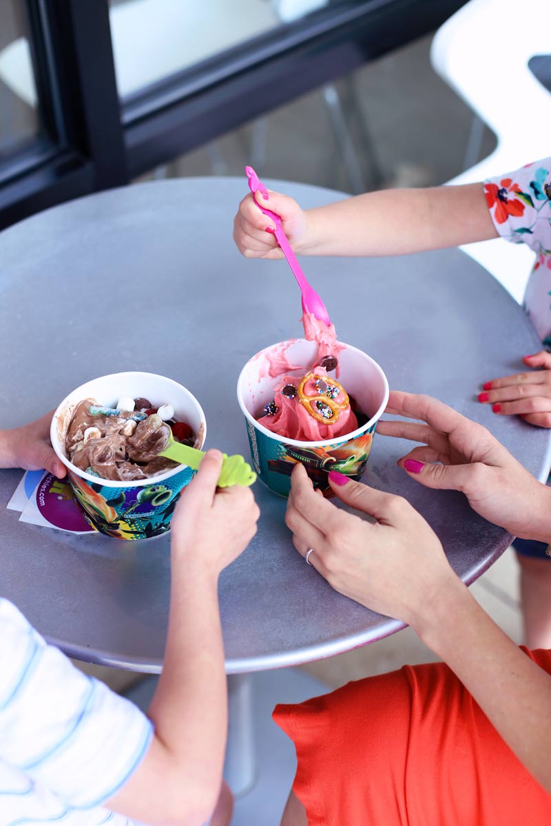 Delicious! Chocolate and strawberry ice cream.