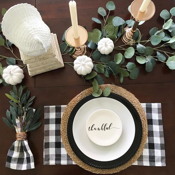 Neutral, classic colors create a timeless table setting you can use year after year.