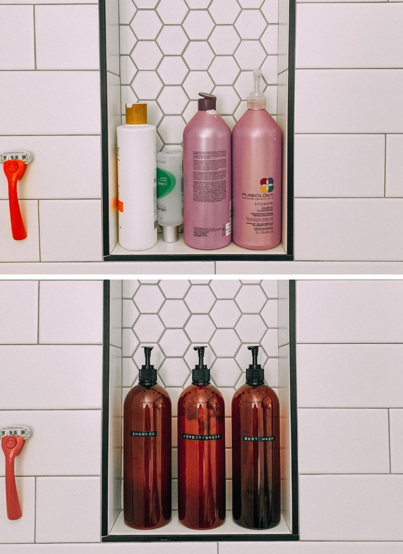 This quick shower refresh makes such a difference. www.twistmepretty.com